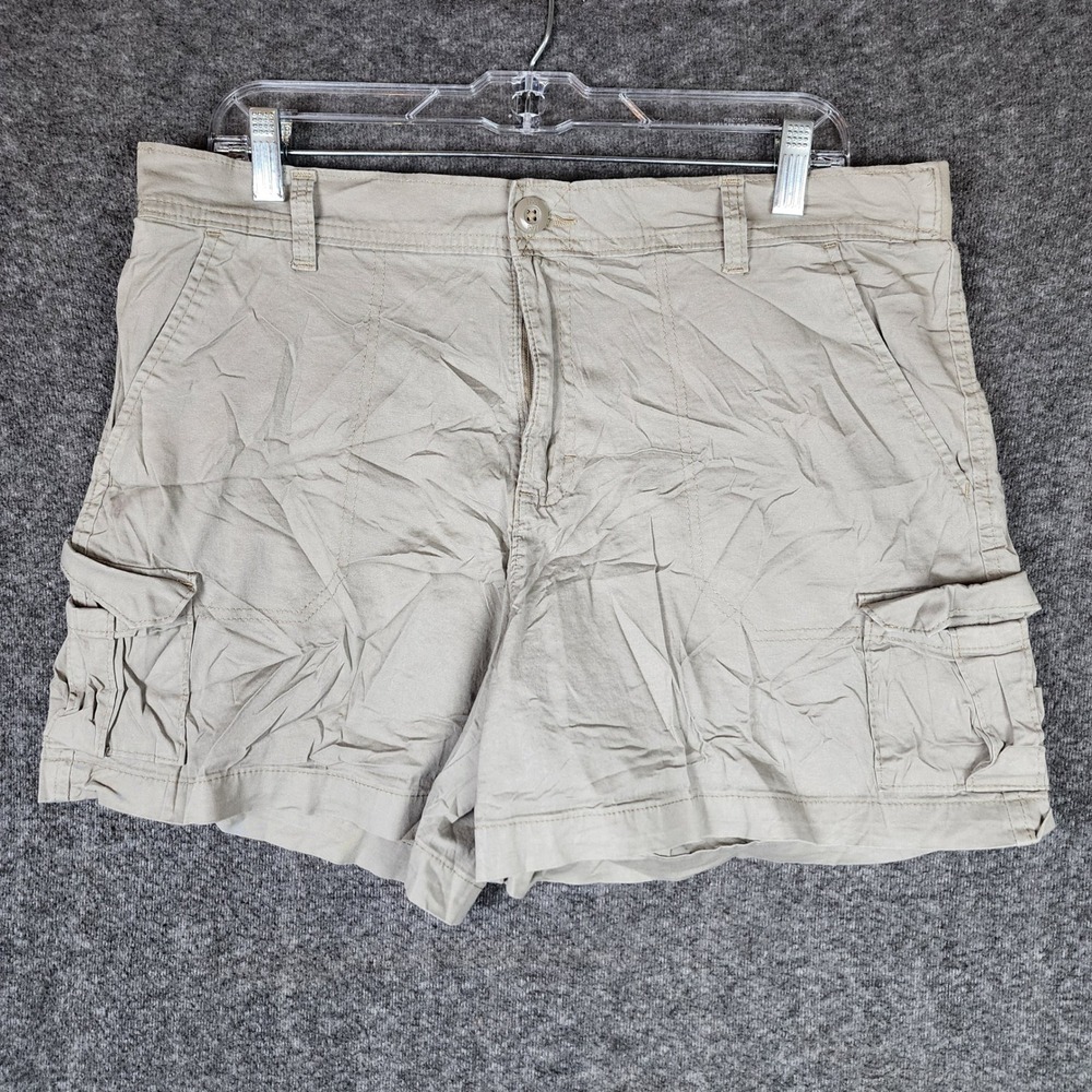 Lee Shorts Womens 16 Cargo Khaki Elastic Waist Utility EUC
